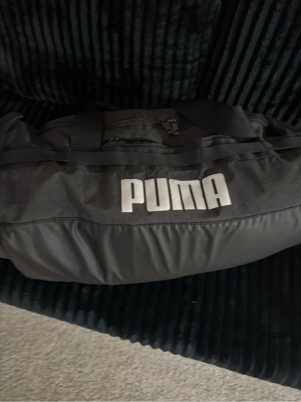 Puma Black Duffel Bag with White Logo - Men's Gym & Travel